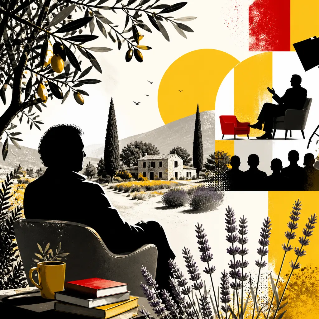 Illustration editoriale pour Michel Drucker : entre oliviers et lavande à Eygalières, il révèle qui sont ses célèbres voisins