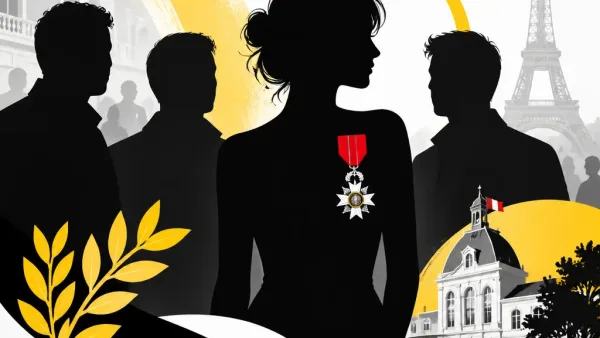 Illustration editoriale pour Nolwenn Leroy entourée de Houcine, Jeremy Chatelain et Arnaud Clément pour une distinction