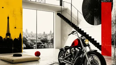 Illustration editoriale pour Michel Polnareff : le duplex presque vide de Neuilly où il faisait de la moto