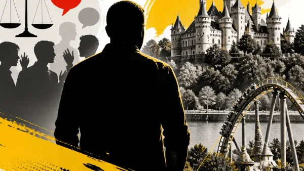 Illustration editoriale pour Pascal Soetens : dans l’Oise, il admire le château de Pierrefonds et profite du parc Astérix