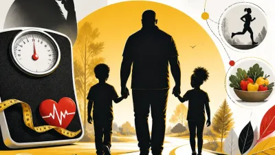 Illustration editoriale pour Laurent Ournac très vigilant avec ses deux enfants face à son combat contre l’obésité