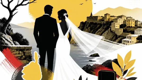 Illustration editoriale pour Marc Geiger, l’acolyte de Faustine Bollaert dans Ça commence aujourd’hui, s’est marié en Corse