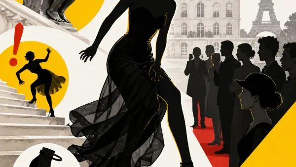 Illustration editoriale pour Monica Bellucci : sa fille Deva évite une chute à la Fashion Week