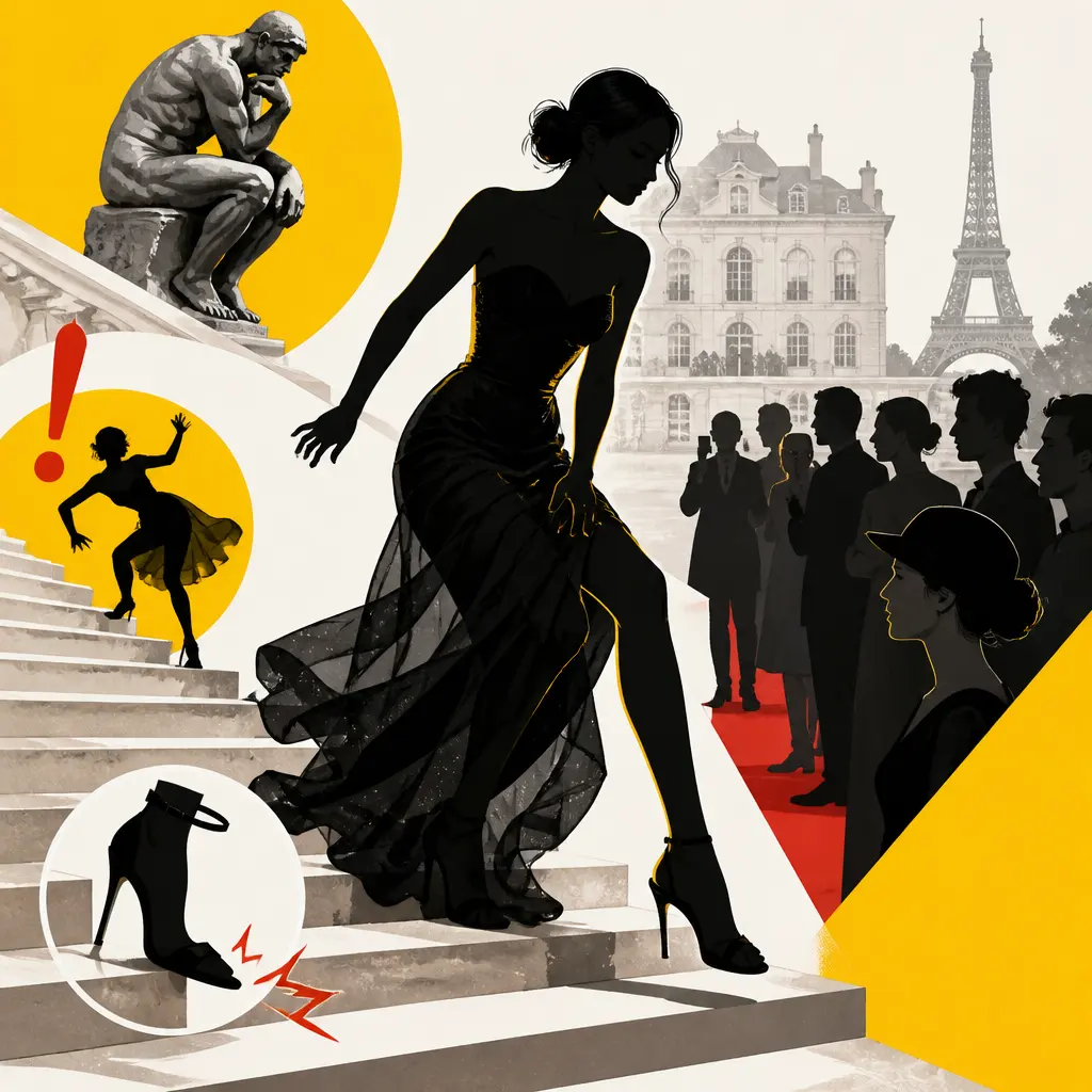 Illustration editoriale pour Monica Bellucci : sa fille Deva évite une chute à la Fashion Week