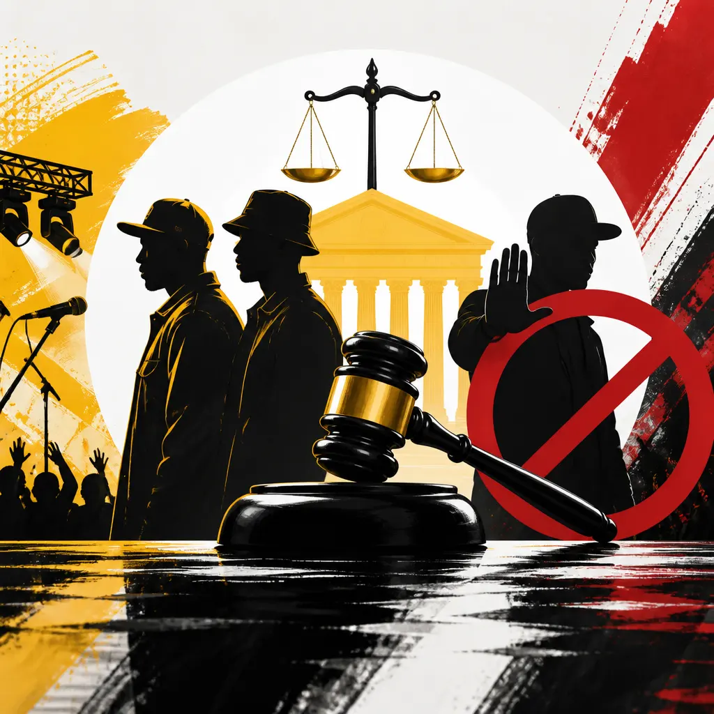 Illustration editoriale pour Silky Shaï et Tizy Bone gagnent leur procès, AZ interdit d’utiliser Tragédie sur scène