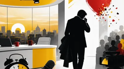 Illustration editoriale pour Damien Thévenot évincé de Télématin, l’animateur fond en larmes pour sa dernière