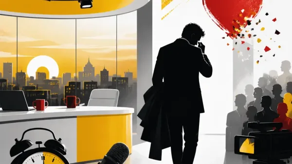 Illustration editoriale pour Damien Thévenot évincé de Télématin, l’animateur fond en larmes pour sa dernière