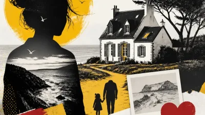 Illustration editoriale pour Charlotte Valandrey : la maison en Bretagne construite par son père à ses 7 ans qui l’a accompagnée toute sa vie