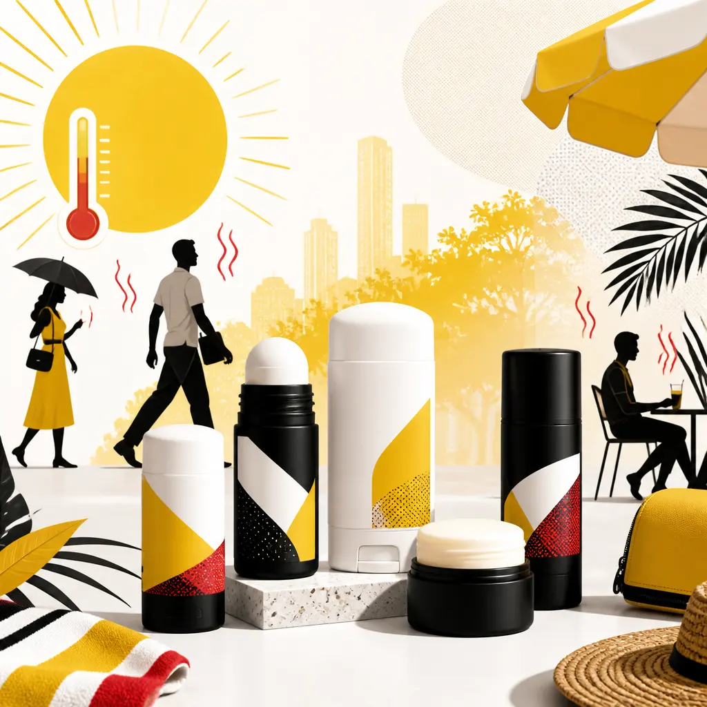 Illustration editoriale pour Canicule : 9 déodorants efficaces à adopter face aux fortes chaleurs