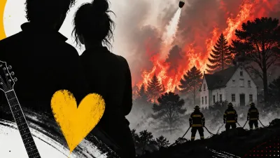 Illustration editoriale pour Louis Bertignac : Laetitia publie un cri du cœur face aux flammes à Fontainebleau