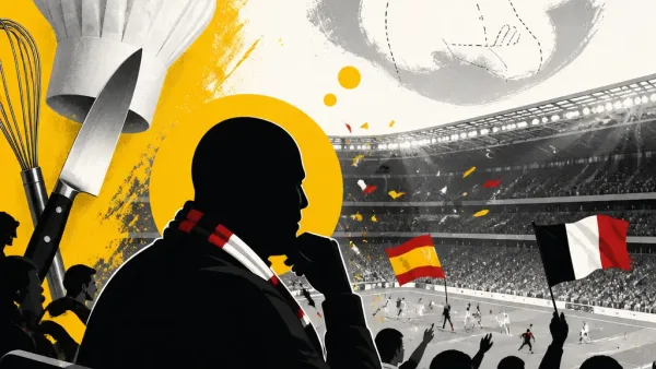 Illustration editoriale pour Le sosie de Philippe Etchebest repéré à Dallas lors du match France-Espagne
Un sosie de Philippe Etchebest aperçu à la mi-temps du match France-Espagne à Dallas
Philippe Etchebest : son sosie remarqué pendant le match France-Espagne à Dallas