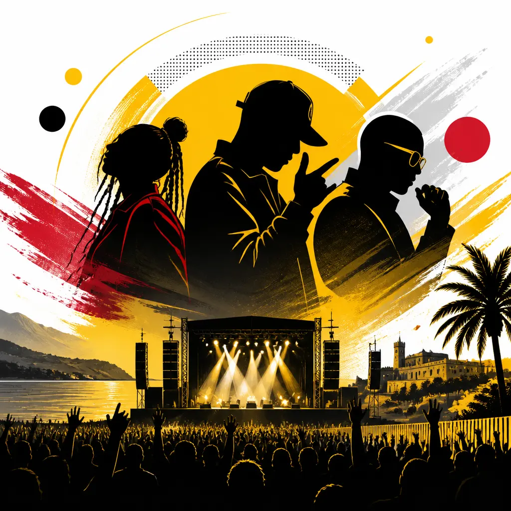Illustration editoriale pour Jul, Gims et Théodora se produisent à l’Azura Festival de Fréjus pour une grande première