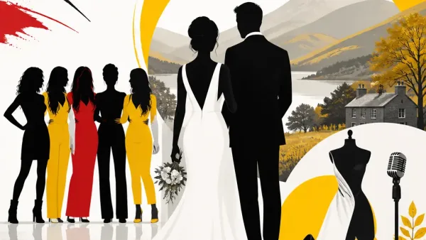 Illustration editoriale pour Melanie C des Spice Girls se marie un an après Mel B avec une robe signée Victoria Beckham