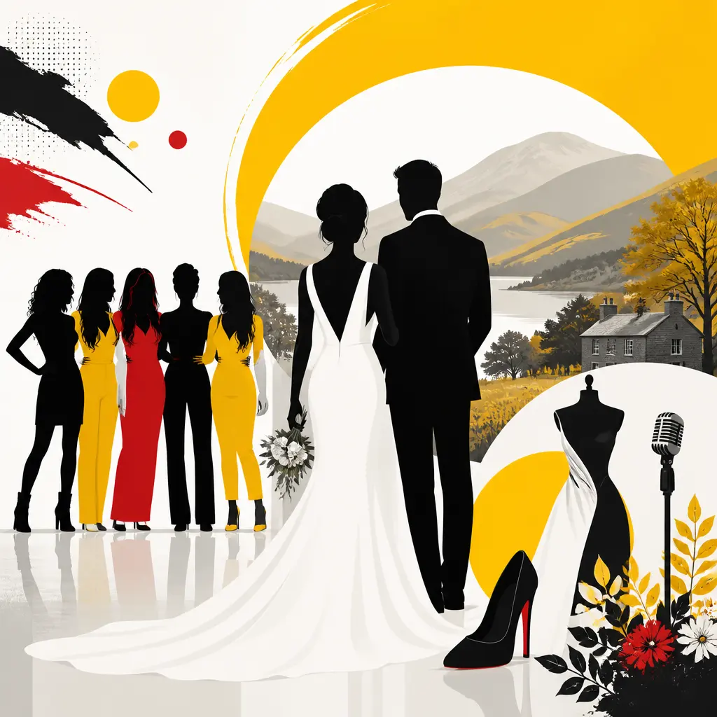 Illustration editoriale pour Melanie C des Spice Girls se marie un an après Mel B avec une robe signée Victoria Beckham