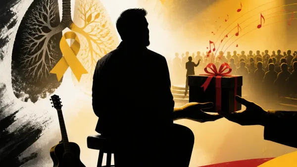Illustration editoriale pour Florent Pagny révèle le cadeau de Vianney pendant son combat contre le cancer des poumons