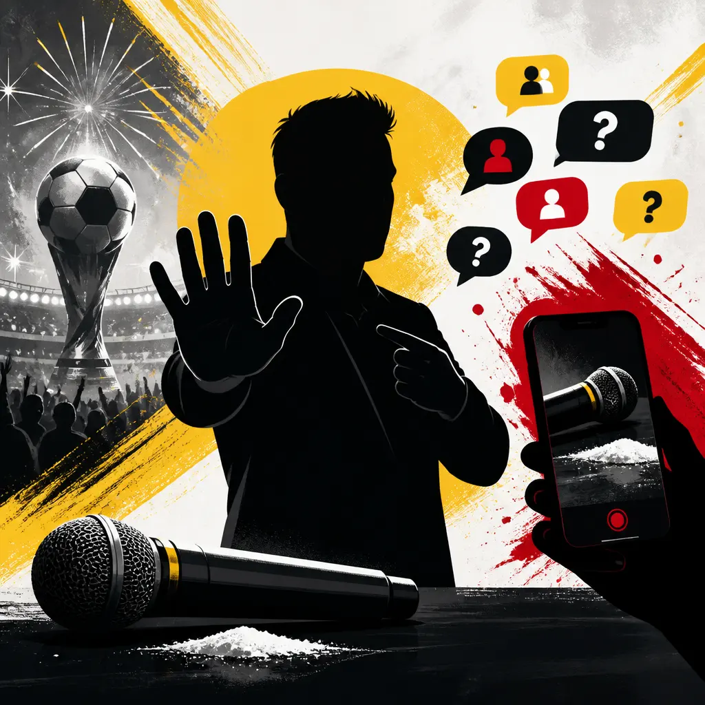 Illustration editoriale pour Robbie Williams dément avoir consommé de la cocaïne pendant la finale de la Coupe du monde