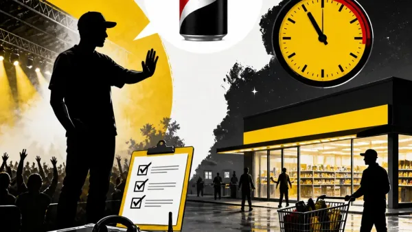 Illustration editoriale pour Un artiste au Lovely Brive Festival refuse de jouer sans Pepsi, un supermarché ouvert à 22h