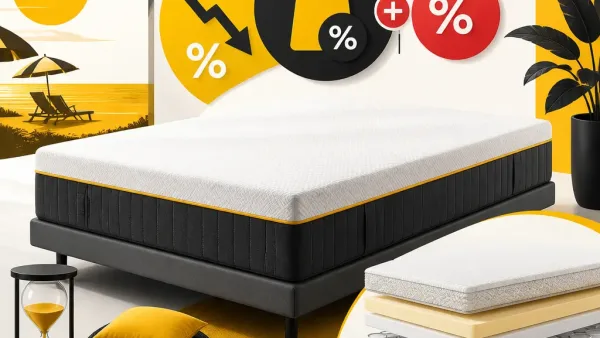 Illustration editoriale pour Soldes d’été : double réduction sur le matelas star Emma Original