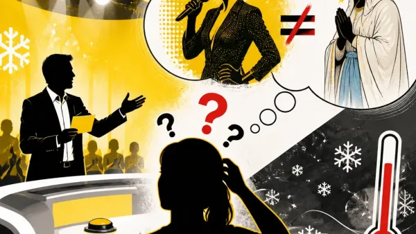 Illustration editoriale pour Ophélie Winter : une candidate des 12 coups de midi confond la chanteuse avec la Vierge Marie