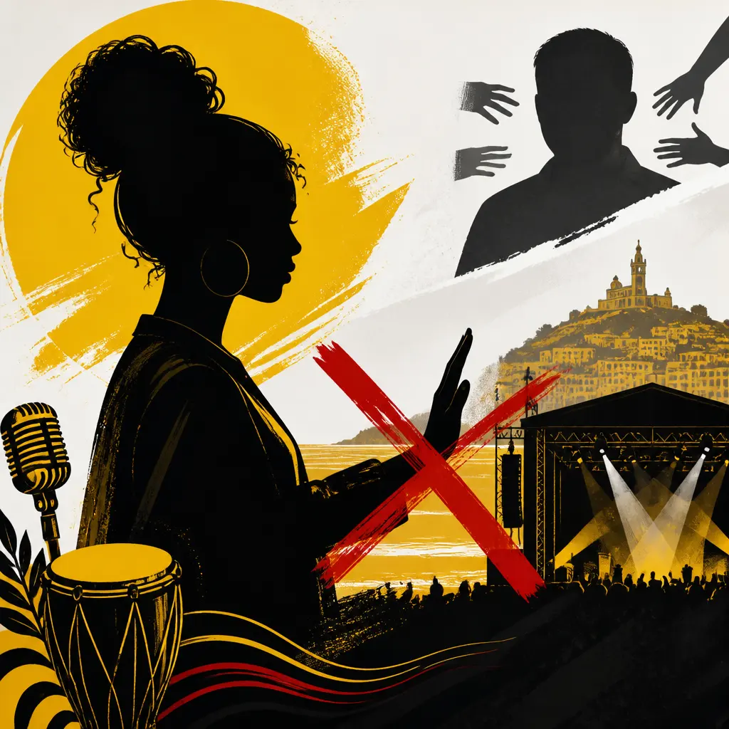 Illustration editoriale pour Ebony annule sa venue au Delta Festival à Marseille