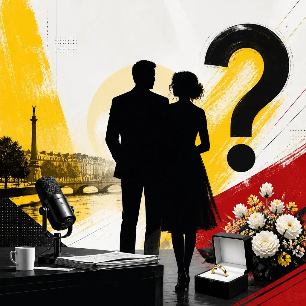 Illustration editoriale pour Pascal Praud et Catherine Bancarel : le journaliste sème le doute sur un possible mariage