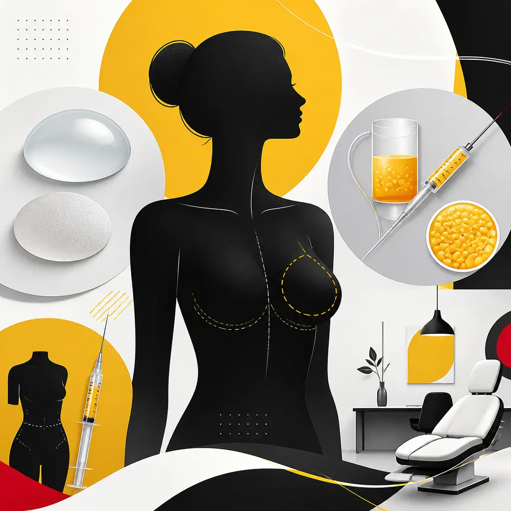 Illustration editoriale pour Augmentation mammaire : implants ou lipofilling pour harmoniser la silhouette