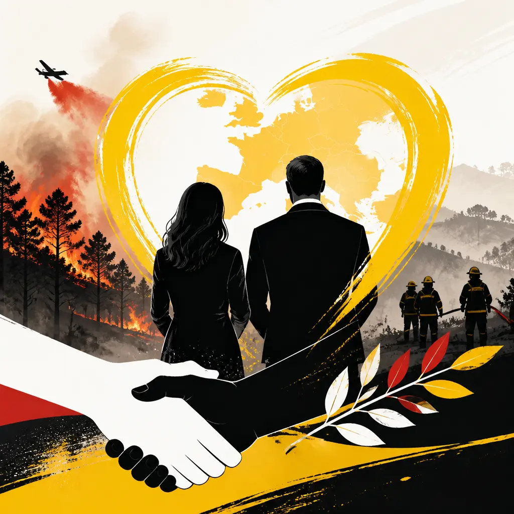 Illustration editoriale pour Kate et William adressent un message de soutien après les incendies en France