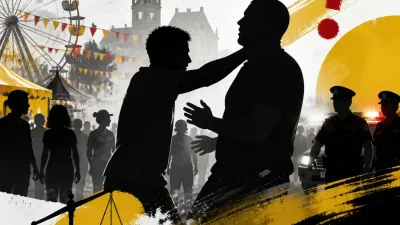 Illustration editoriale pour Pascal Soetens agressé lors des fêtes de Sainte-Anne à Rethel, la police intervient après sa réaction