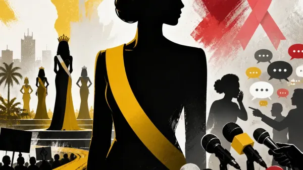 Illustration editoriale pour Sylvie Tellier, une Miss engagée, avait boycotté Miss Monde 2002 au Nigeria