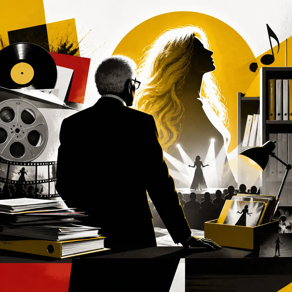 Illustration editoriale pour Orlando, 90 ans, supervise le catalogue, l’image et la maison de Dalida