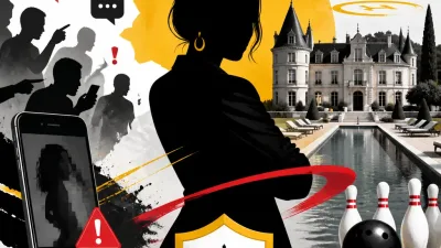 Illustration editoriale pour Ayem Nour : piscine de 35 mètres, bowling et héliport dans le château en Dordogne où elle a vécu