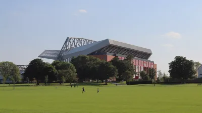 Vue du stade d'Anfield depuis Stanley Park a Liverpool
