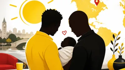 Illustration editoriale pour Adrien Rohard et son compagnon présentent leur fils Eddie dans Télématin