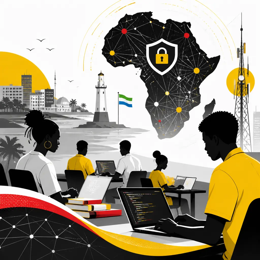 Illustration editoriale pour Sierra Leone : le pays forme ses étudiants aux standards du numérique mondial