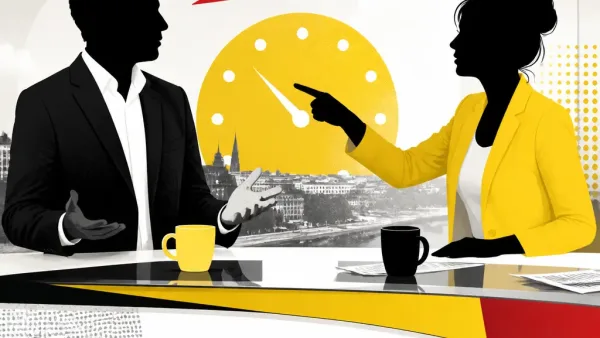 Illustration editoriale pour Télématin : Cédric Faiche recadré en direct par sa chroniqueuse Julia Martin