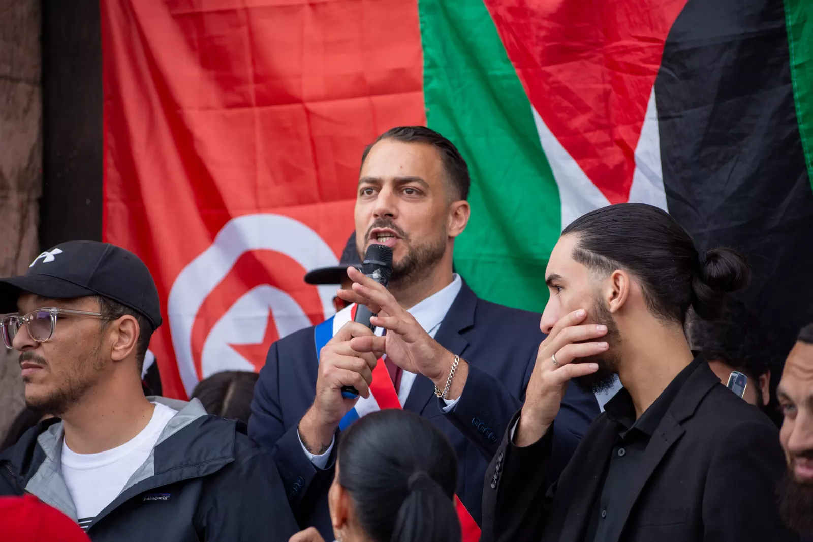 Sébastien Delogu lors d'une manifestation à Marseille le 2 juin 2024