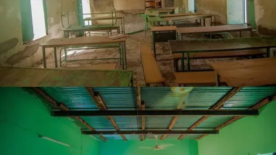Salle de classe au Soudan, montrée avant et après rénovation