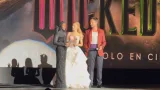 Ariana Grande avec Cynthia Erivo et Jonathan Bailey lors de la première de Wicked à Mexico