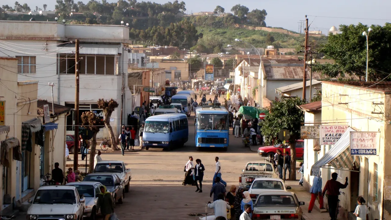 Vue d’une rue à Asmara, capitale de l’Érythrée