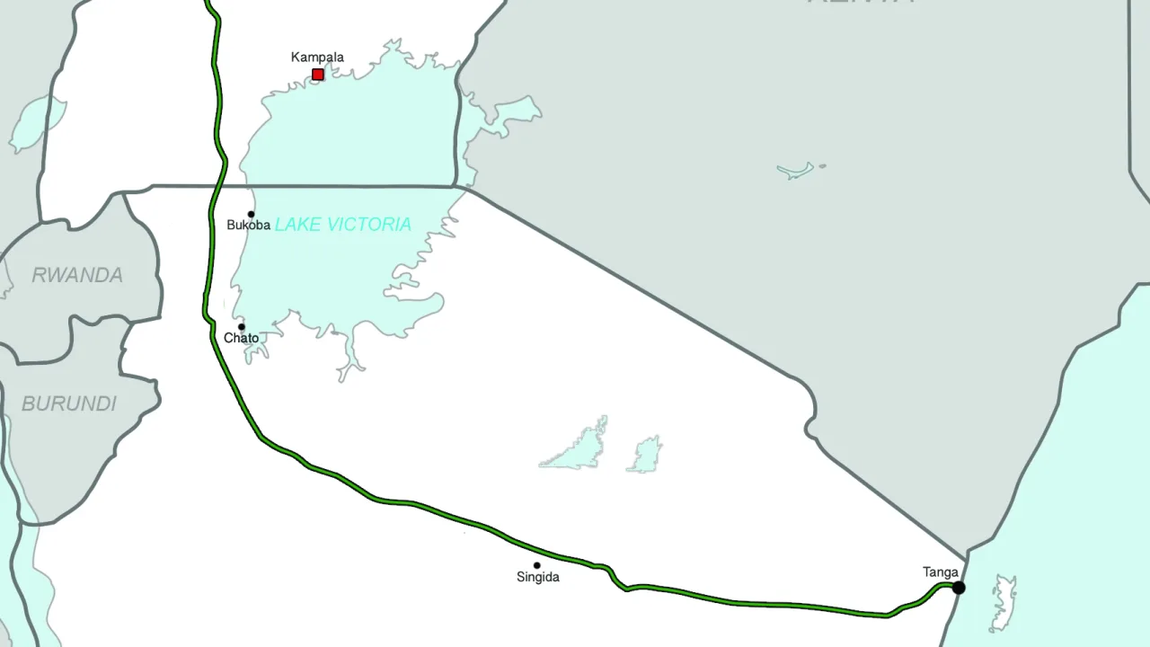Carte du tracé de l’oléoduc EACOP entre l’Ouganda et la Tanzanie