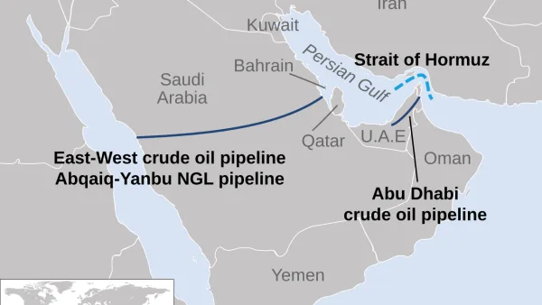 Carte de l’oléoduc Est-Ouest en Arabie saoudite entre Abqaiq et Yanbu