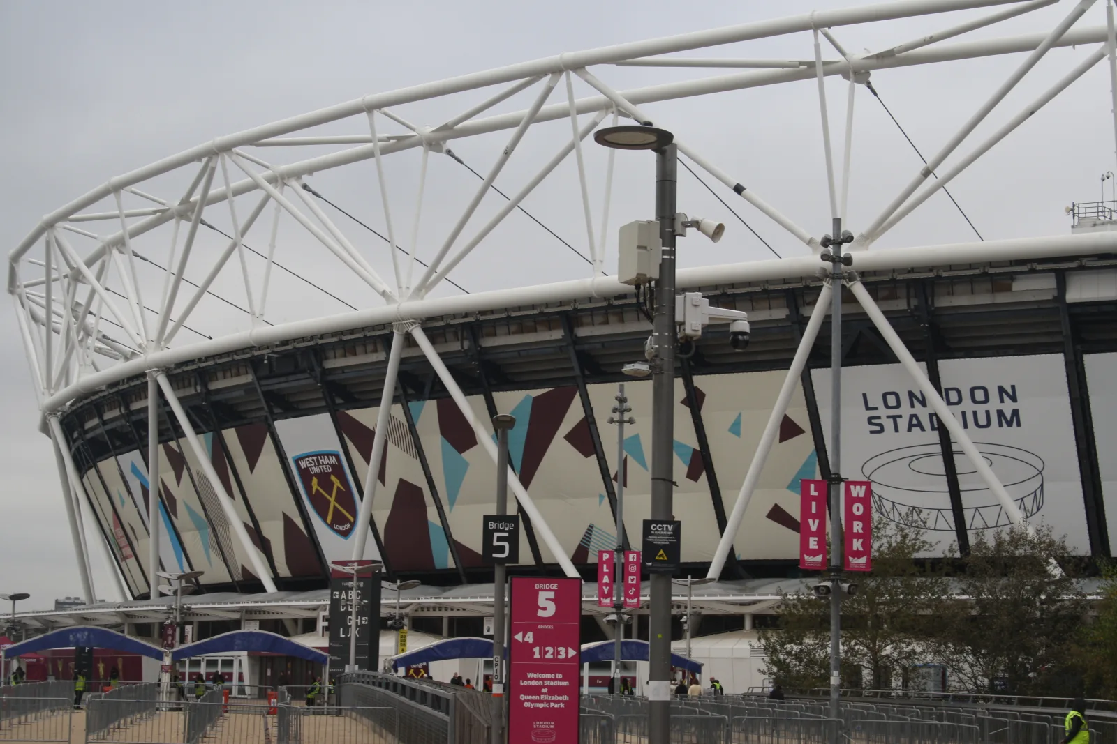 Vue extérieure du London Stadium, stade de West Ham