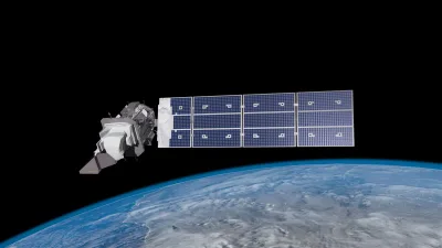 Illustration d’un satellite d’observation de la Terre au-dessus du globe